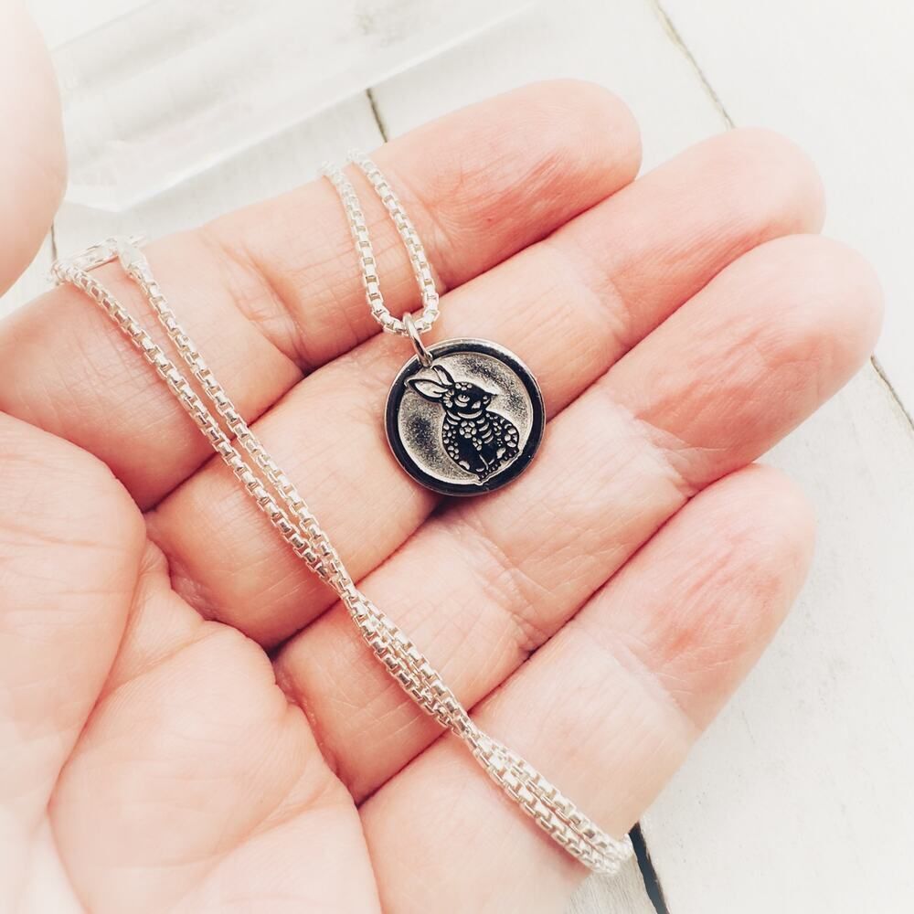 Chinese Zodiac Year of The Rabbit Pendant Necklace Sterling Silver